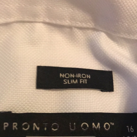 NWT Mens long sleeve white dress shirt by Pronto Uomo. Size 16 32/33 - Picture 6 of 8